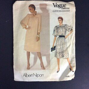 Vogue 1105 Sewing Pattern Albert Nipon Dress Size 10 American Designer